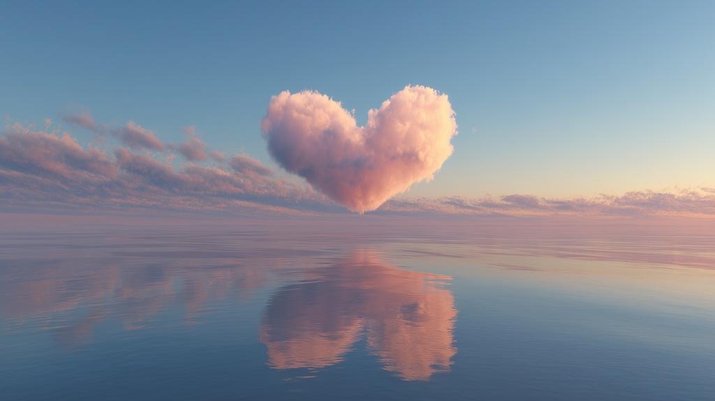 幻想的な空と雲の背景素材【高画質10枚】Vol.68〈ハート雲編〉