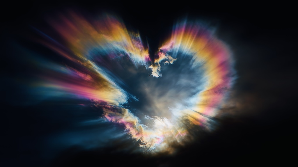 幻想的な空と雲の背景素材【高画質10枚】Vol.69〈ハート雲編〉