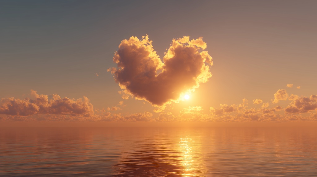 幻想的な空と雲の背景素材【高画質10枚】Vol.69〈ハート雲編〉