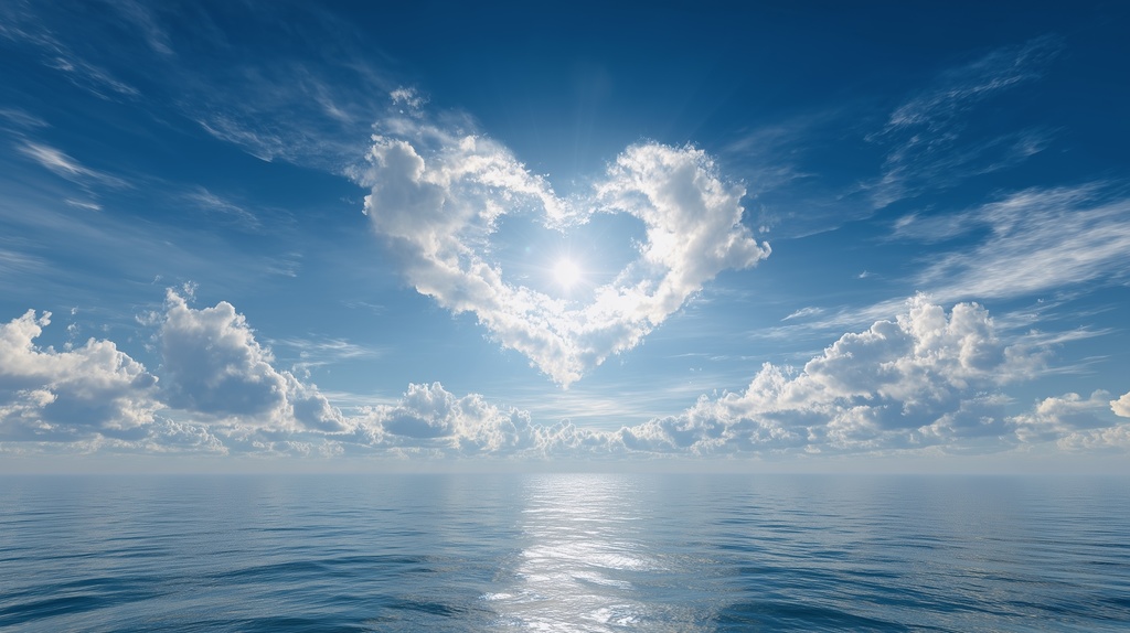 幻想的な空と雲の背景素材【高画質10枚】Vol.69〈ハート雲編〉