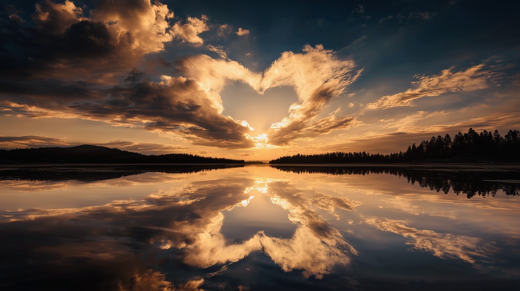 幻想的な空と雲の背景素材【高画質10枚】Vol.69〈ハート雲編〉