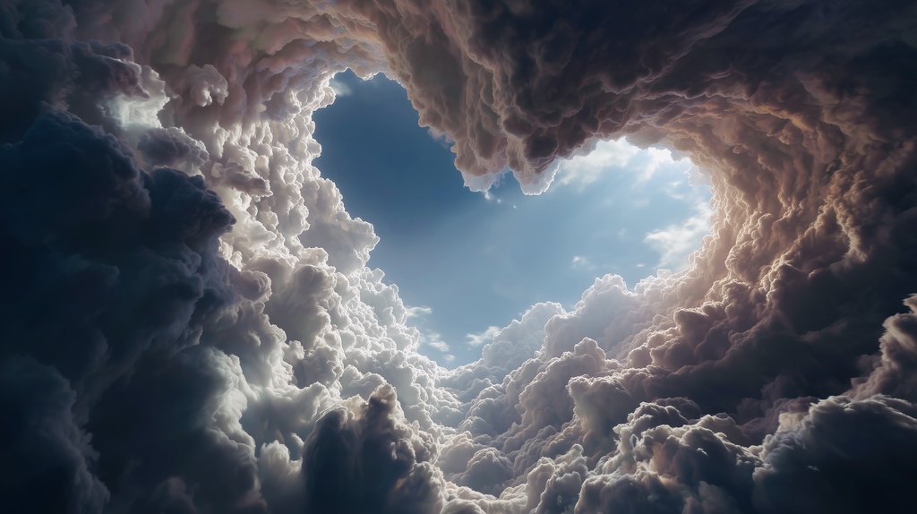 幻想的な空と雲の背景素材【高画質10枚】Vol.70〈ハート雲編〉