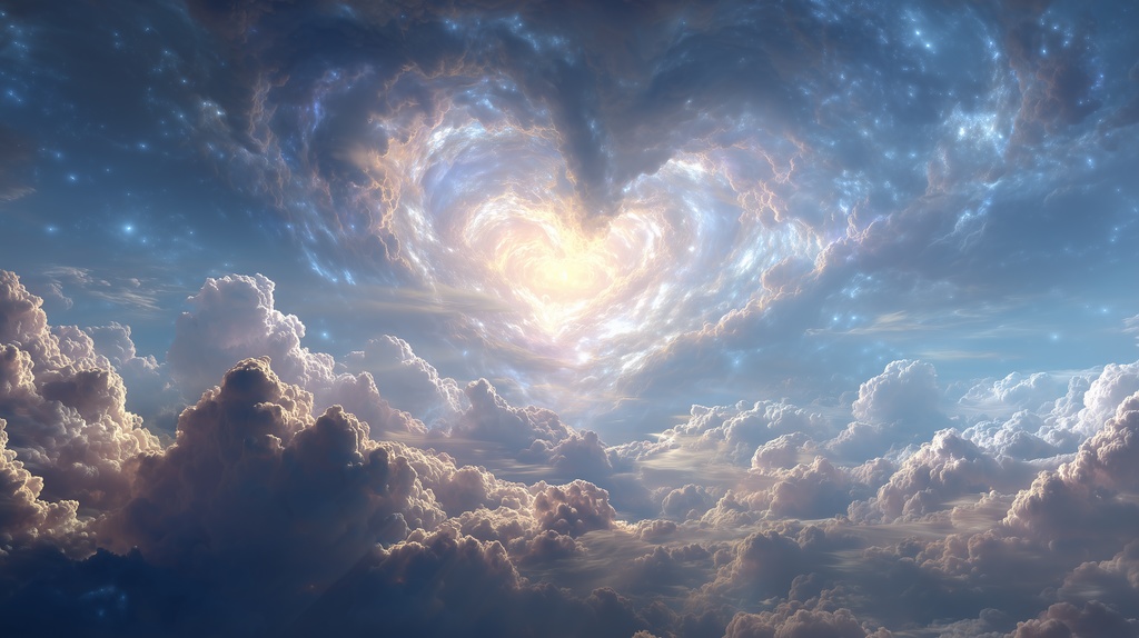 幻想的な空と雲の背景素材【高画質10枚】Vol.70〈ハート雲編〉