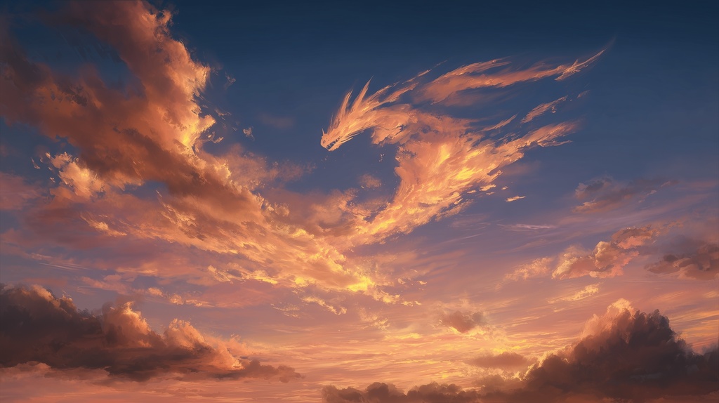 幻想的な空と雲の背景素材【高画質10枚】Vol.73〈龍雲編〉