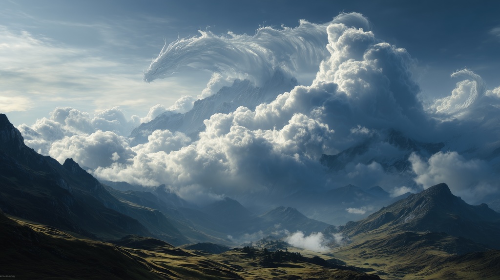 幻想的な空と雲の背景素材【高画質10枚】Vol.80〈龍雲編〉