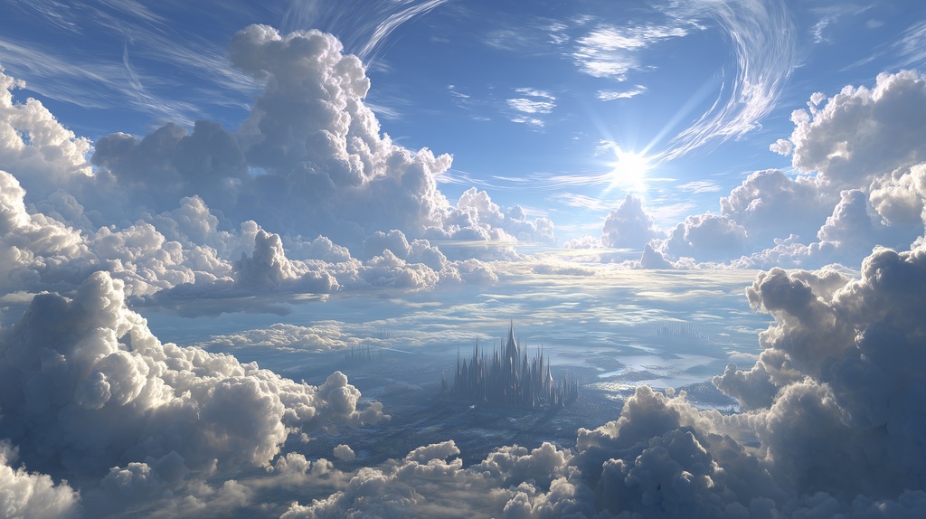 幻想的な空と雲の背景素材【高画質10枚】Vol.81〈天界編〉