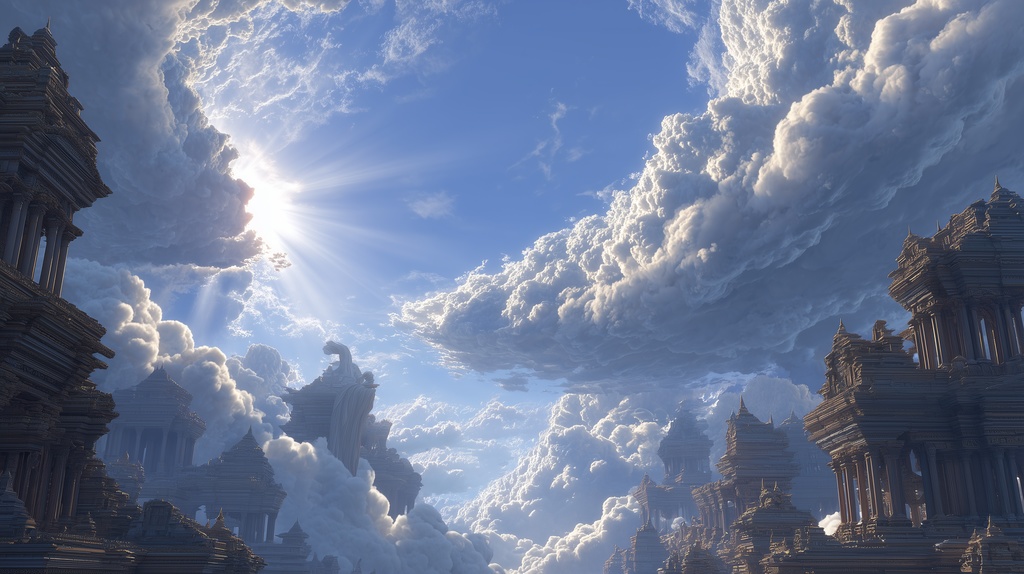 幻想的な空と雲の背景素材【高画質10枚】Vol.81〈天界編〉