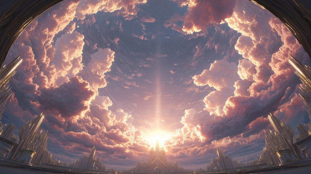 幻想的な空と雲の背景素材【高画質10枚】Vol.86〈天界編〉