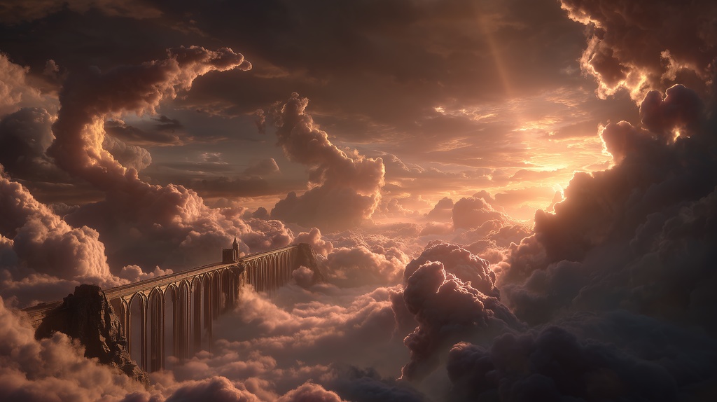 幻想的な空と雲の背景素材【高画質10枚】Vol.86〈天界編〉