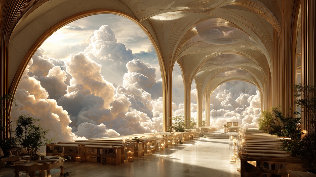 幻想的な空と雲の背景素材【高画質10枚】Vol.87〈天界編〉