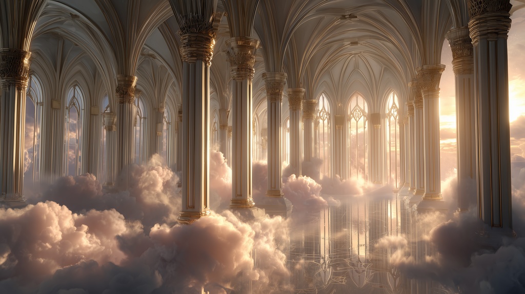 幻想的な空と雲の背景素材【高画質10枚】Vol.88〈天界編〉