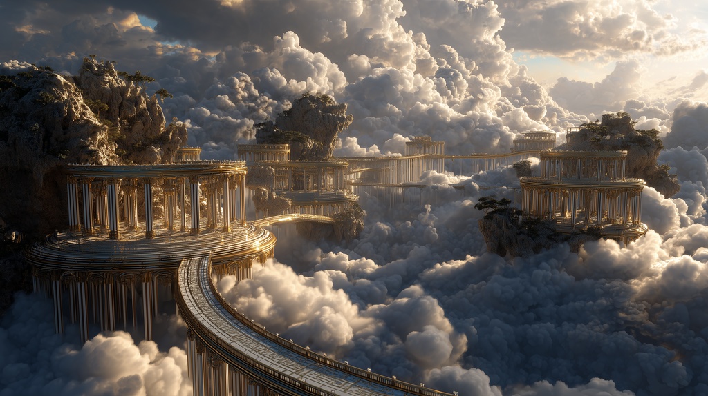 幻想的な空と雲の背景素材【高画質10枚】Vol.89〈天界編〉