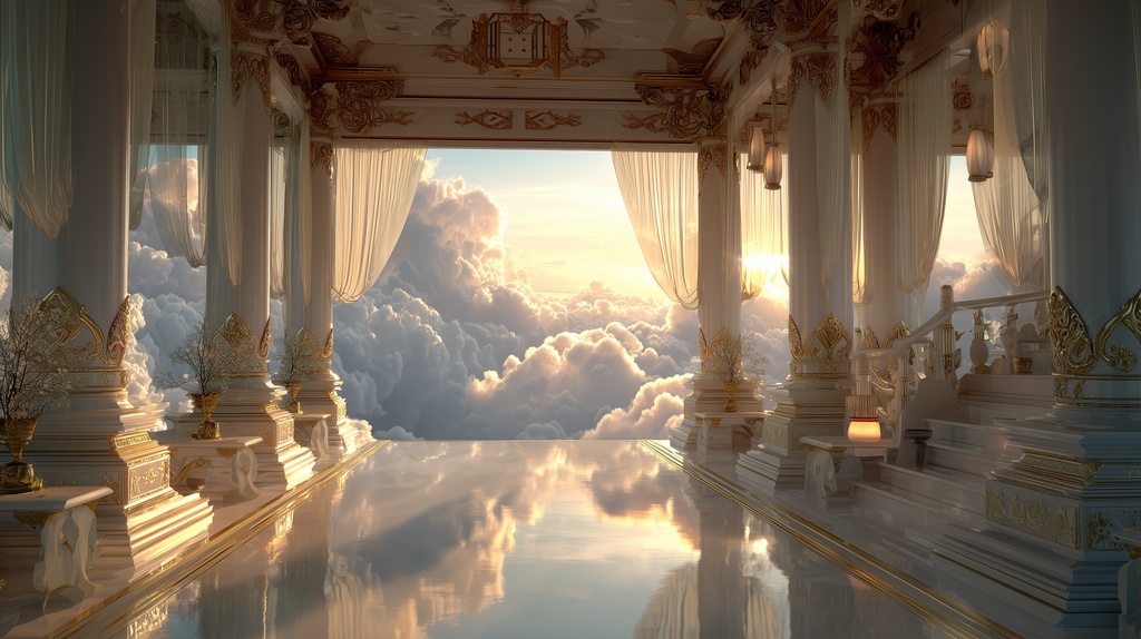 幻想的な空と雲の背景素材【高画質10枚】Vol.89〈天界編〉