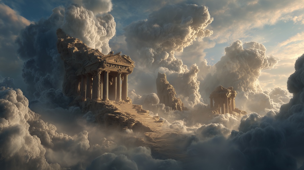 幻想的な空と雲の背景素材【高画質10枚】Vol.90〈天界編〉