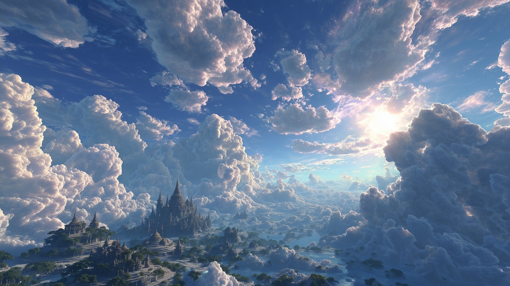 幻想的な空と雲の背景素材【高画質10枚】Vol.90〈天界編〉