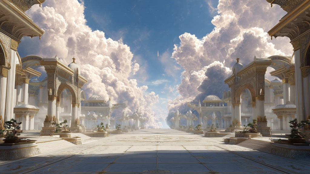 幻想的な空と雲の背景素材【高画質10枚】Vol.90〈天界編〉