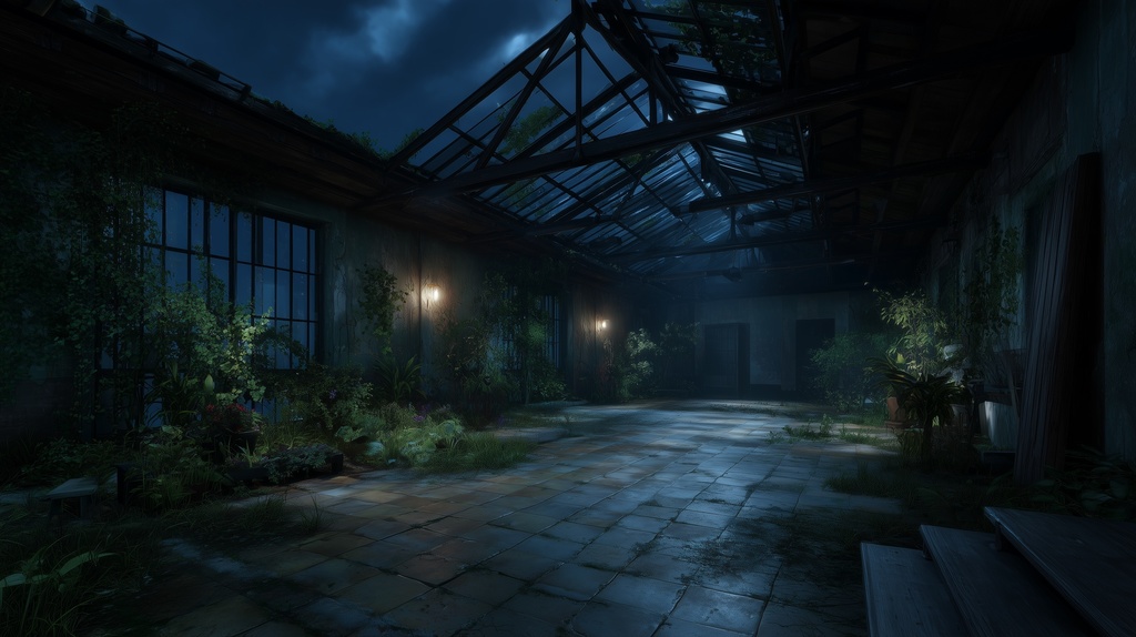 幻想的な空と雲の背景素材【高画質10枚】Vol.93〈住宅廃墟編/夜間〉