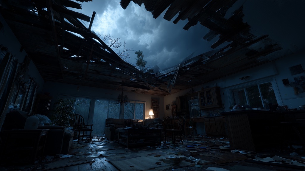 幻想的な空と雲の背景素材【高画質10枚】Vol.95〈住宅廃墟編/夜間〉