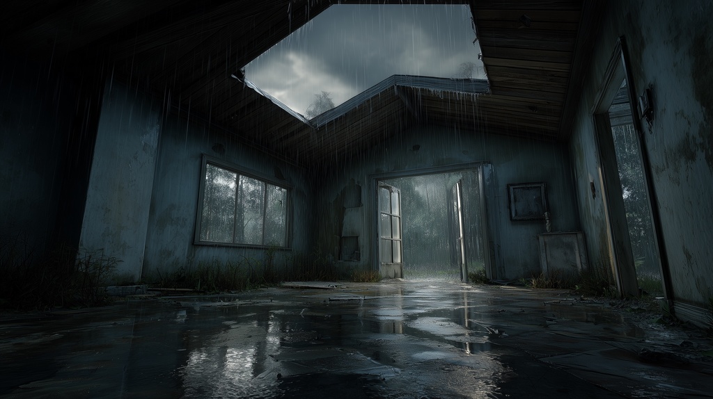 幻想的な空と雲の背景素材【高画質10枚】Vol.97〈住宅廃墟編/夜間〉