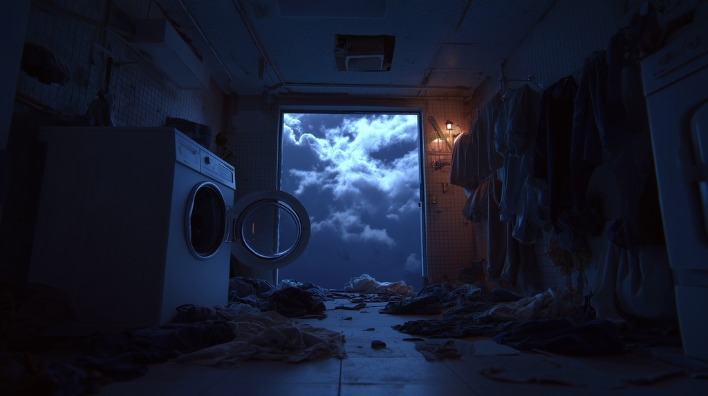 幻想的な空と雲の背景素材【高画質10枚】Vol.99〈住宅廃墟編/夜間〉