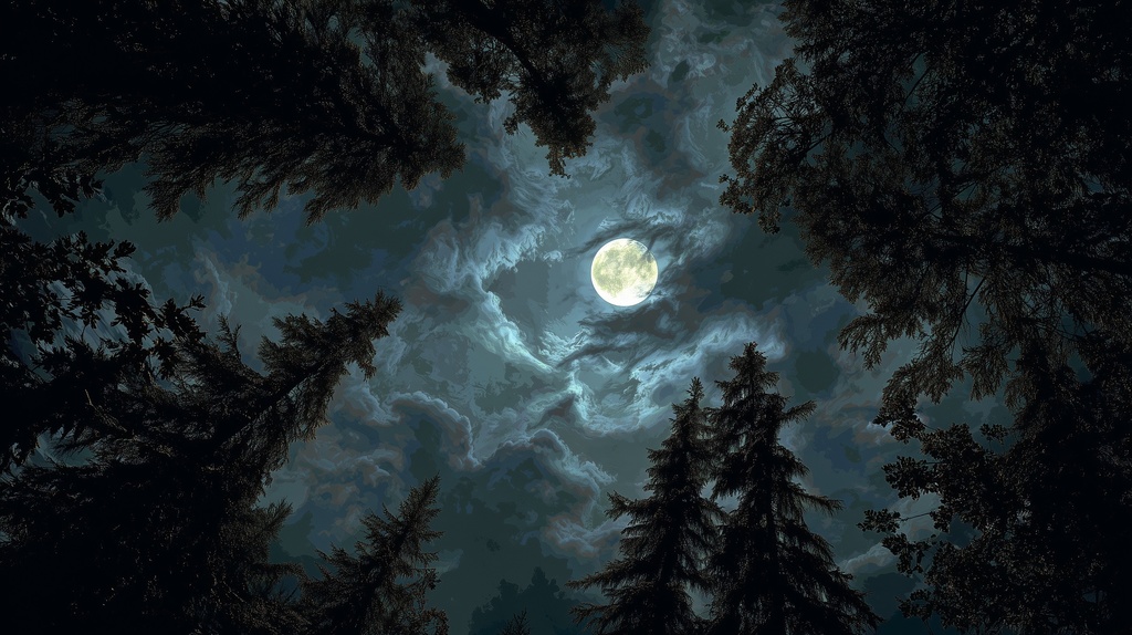 幻想的な空と雲の背景素材【高画質10枚】Vol.101〈満月編〉