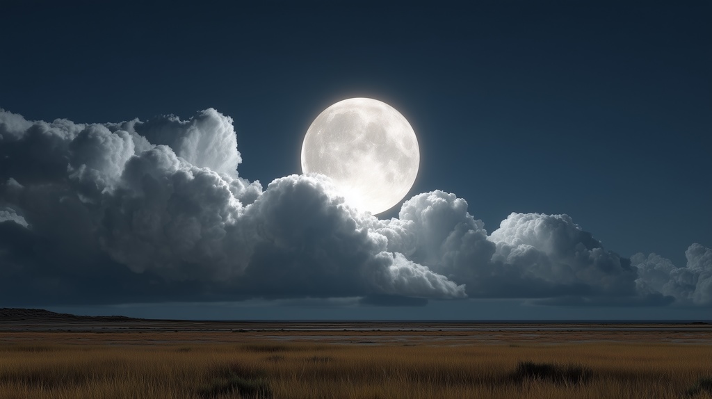 幻想的な空と雲の背景素材【高画質10枚】Vol.101〈満月編〉