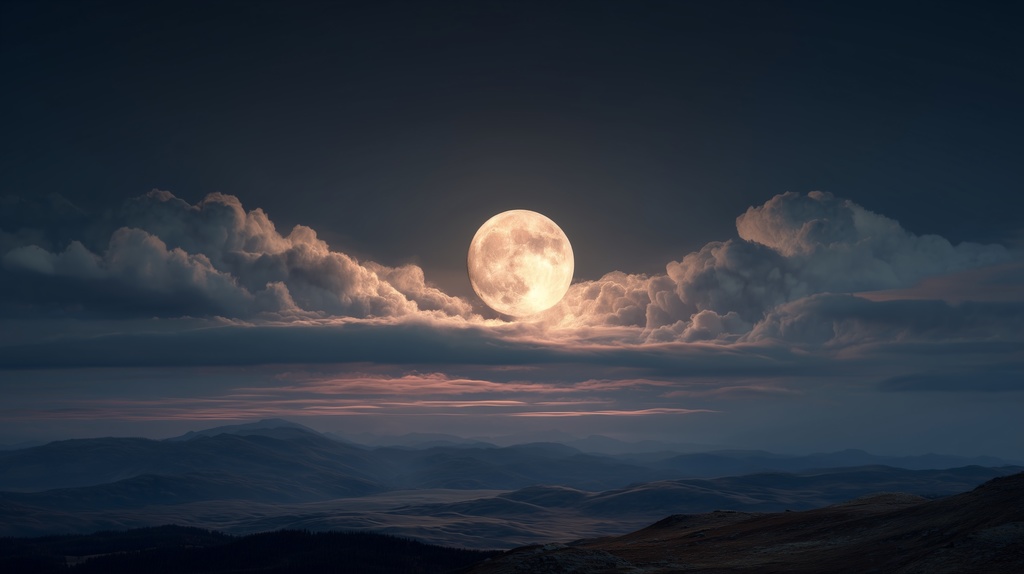 幻想的な空と雲の背景素材【高画質10枚】Vol.102〈満月編〉