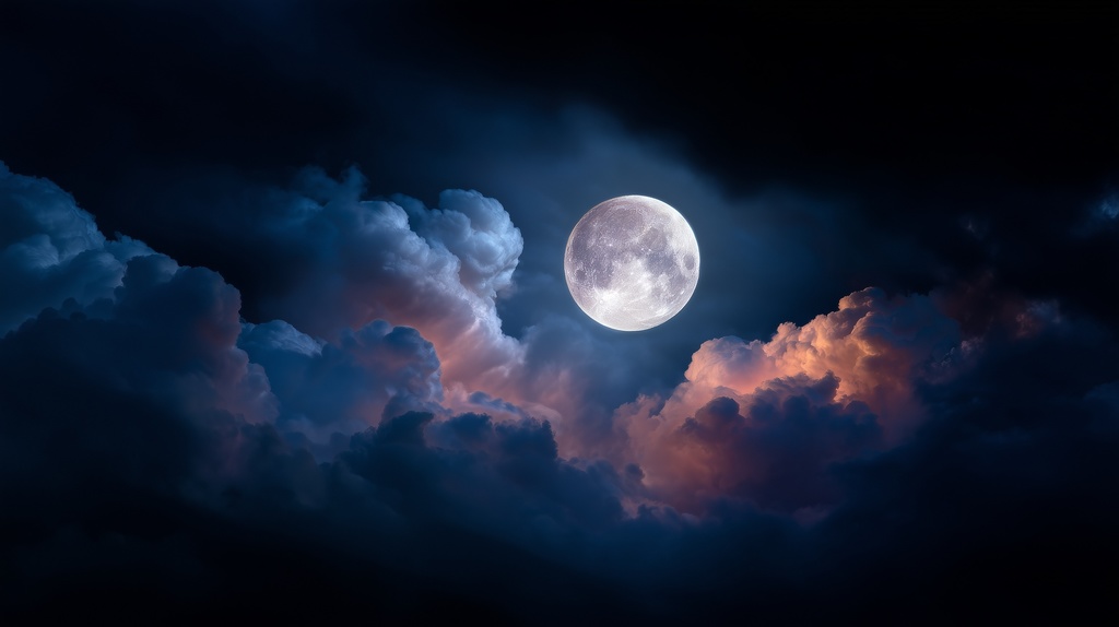 幻想的な空と雲の背景素材【高画質10枚】Vol.102〈満月編〉