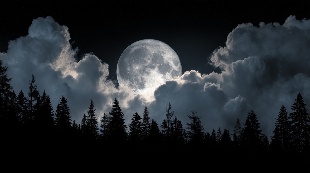 幻想的な空と雲の背景素材【高画質10枚】Vol.102〈満月編〉