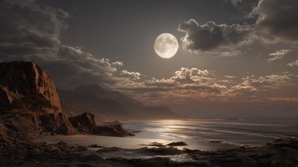 幻想的な空と雲の背景素材【高画質10枚】Vol.103〈満月編〉