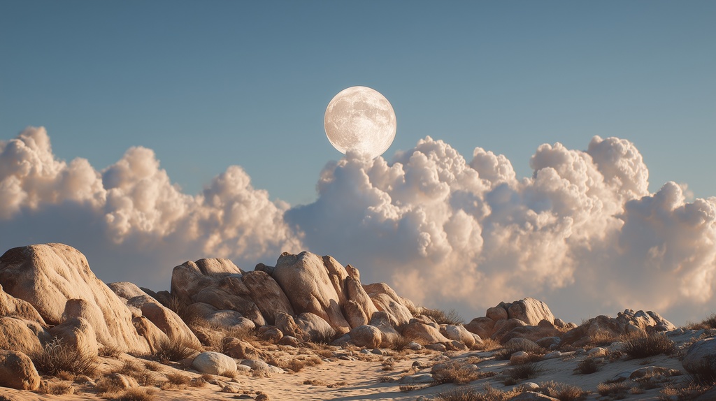 幻想的な空と雲の背景素材【高画質10枚】Vol.103〈満月編〉