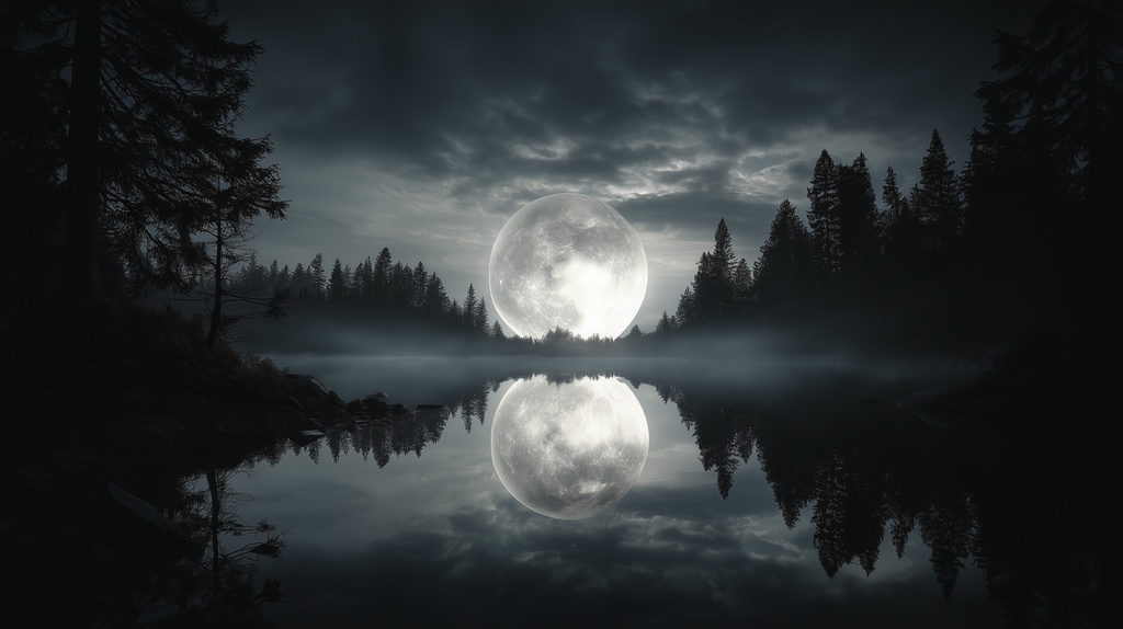 幻想的な空と雲の背景素材【高画質10枚】Vol.103〈満月編〉