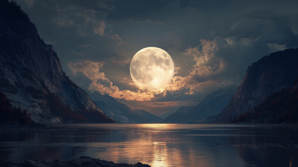 幻想的な空と雲の背景素材【高画質10枚】Vol.103〈満月編〉