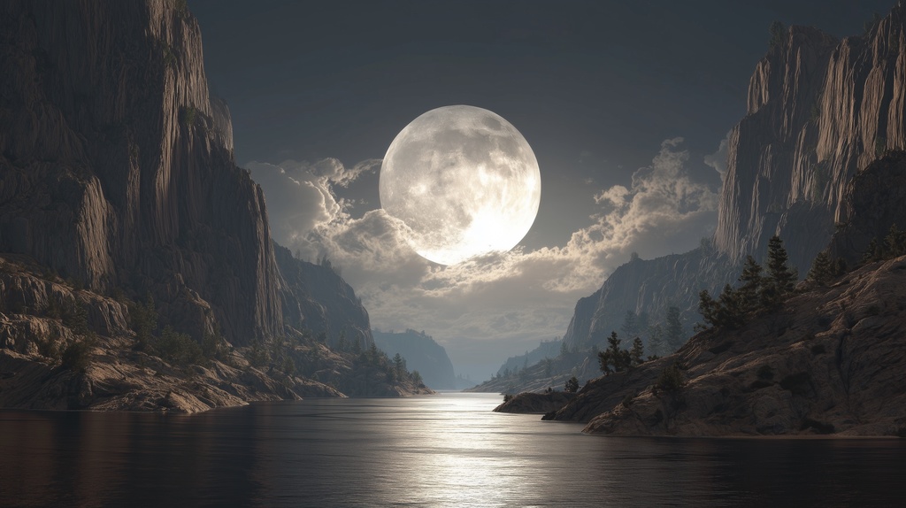 幻想的な空と雲の背景素材【高画質10枚】Vol.104〈満月編〉