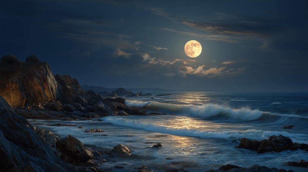 幻想的な空と雲の背景素材【高画質10枚】Vol.104〈満月編〉