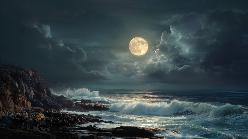 幻想的な空と雲の背景素材【高画質10枚】Vol.105〈満月編〉