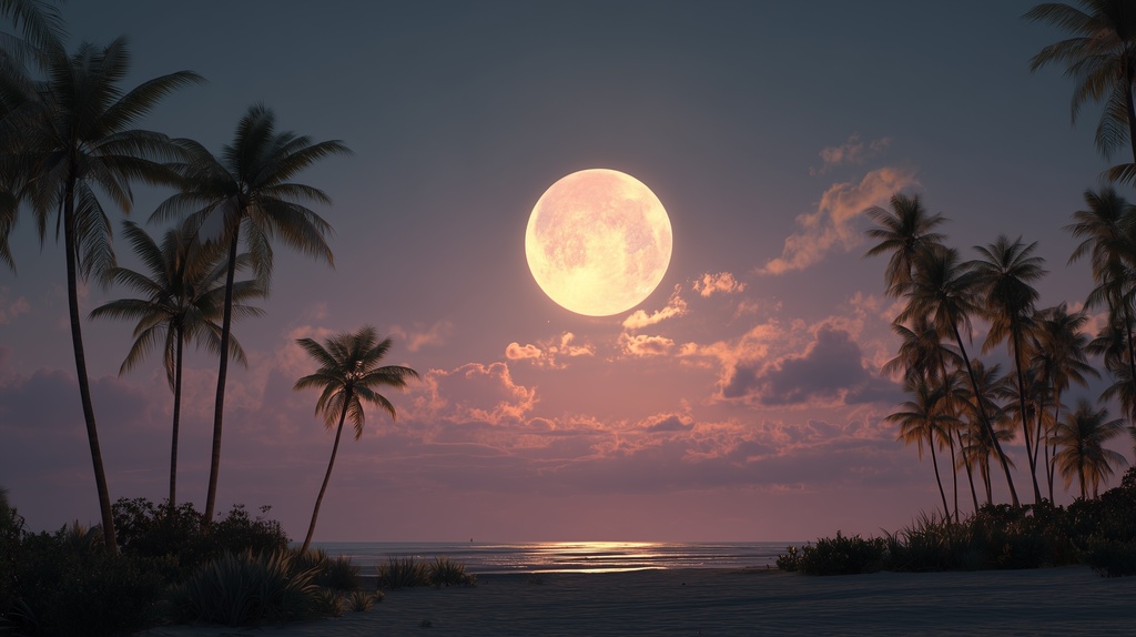 幻想的な空と雲の背景素材【高画質10枚】Vol.105〈満月編〉