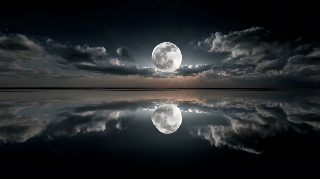 幻想的な空と雲の背景素材【高画質10枚】Vol.106〈満月編〉