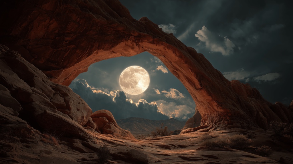 幻想的な空と雲の背景素材【高画質10枚】Vol.106〈満月編〉