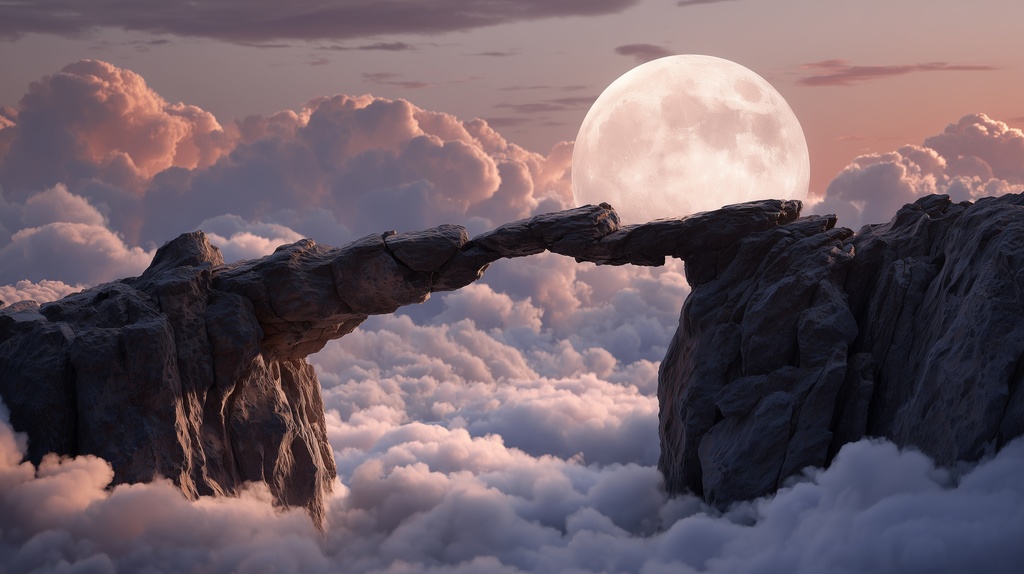 幻想的な空と雲の背景素材【高画質10枚】Vol.106〈満月編〉