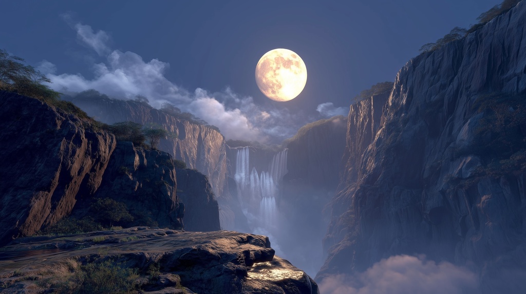 幻想的な空と雲の背景素材【高画質10枚】Vol.107〈満月編〉