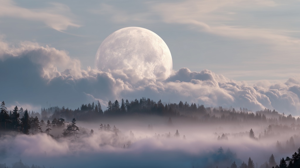 幻想的な空と雲の背景素材【高画質10枚】Vol.107〈満月編〉