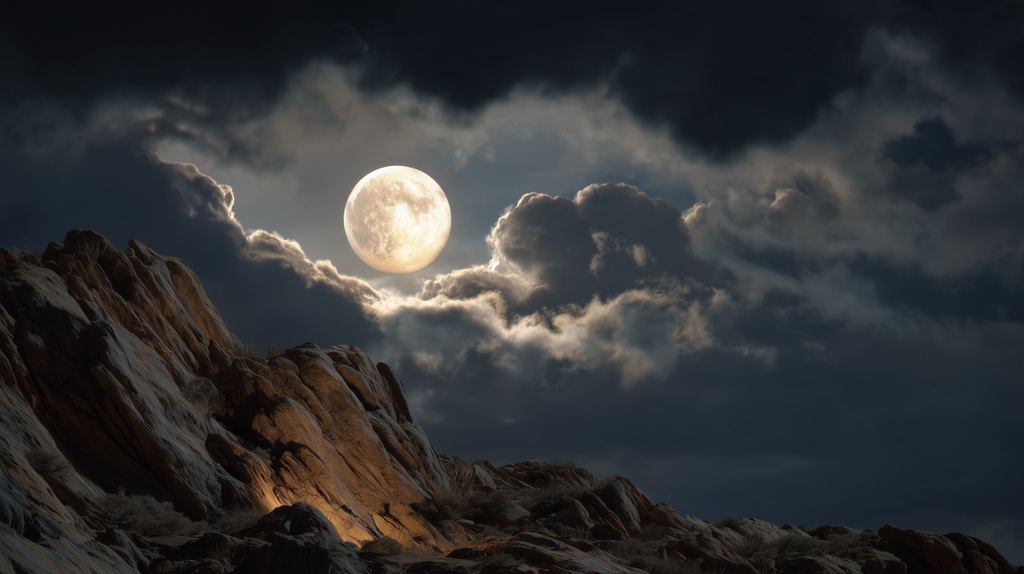 幻想的な空と雲の背景素材【高画質10枚】Vol.108〈満月編〉