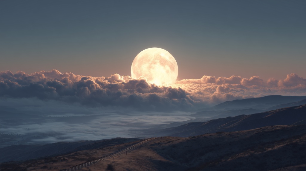 幻想的な空と雲の背景素材【高画質10枚】Vol.108〈満月編〉