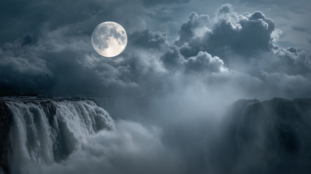 幻想的な空と雲の背景素材【高画質10枚】Vol.109〈満月編〉