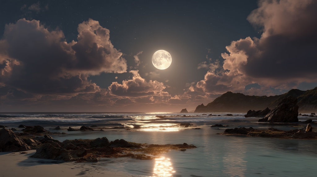 幻想的な空と雲の背景素材【高画質10枚】Vol.109〈満月編〉