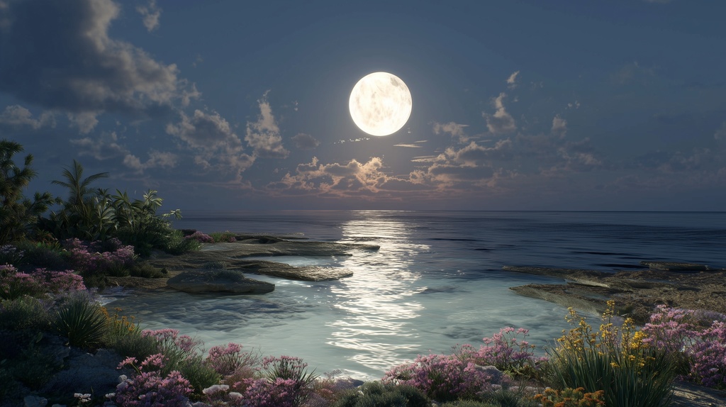 幻想的な空と雲の背景素材【高画質10枚】Vol.110〈満月編〉