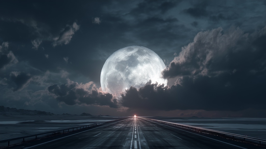 幻想的な空と雲の背景素材【高画質10枚】Vol.110〈満月編〉