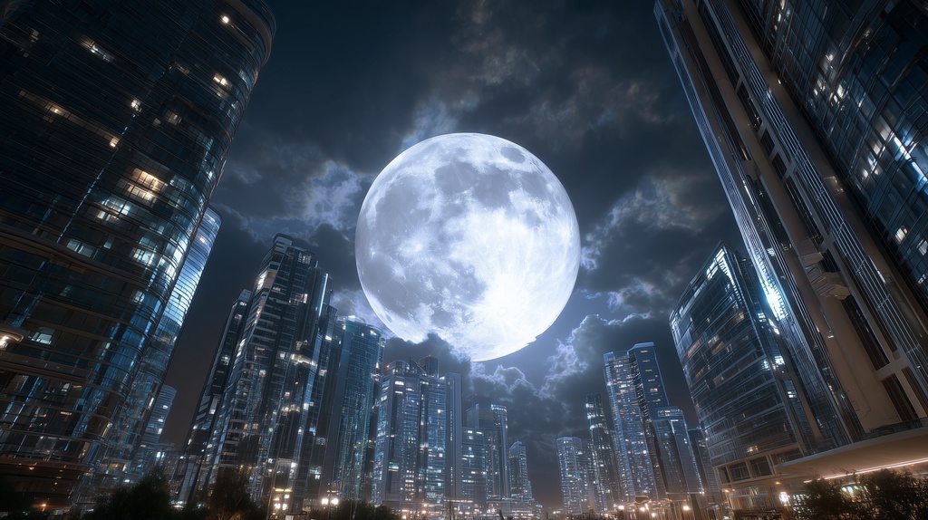 幻想的な空と雲の背景素材【高画質10枚】Vol.110〈満月編〉