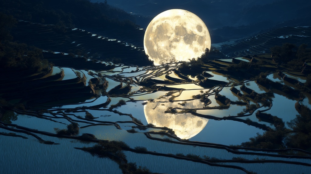 幻想的な空と雲の背景素材【高画質10枚】Vol.110〈満月編〉